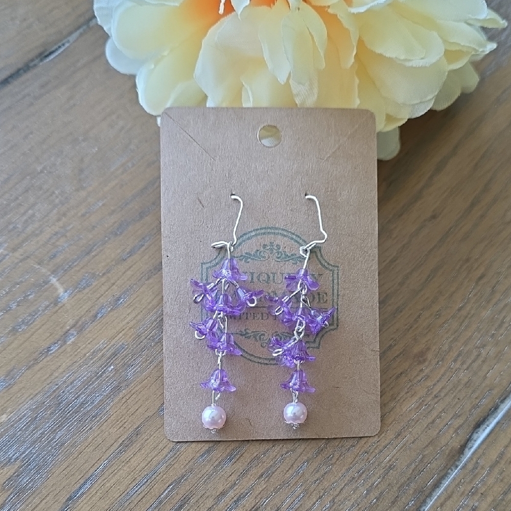 Elegant Purple Floral Earrings